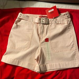 NWT Vintage Gloria Vanderbilt Stretch Pink Pinstripe Belted shorts Sz 8